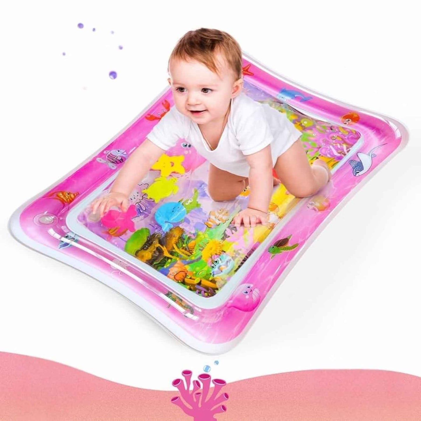 Tapete de agua sensorial portátil de 3 a 24 meses, alfombrilla inflable para juegos de agua para bebés